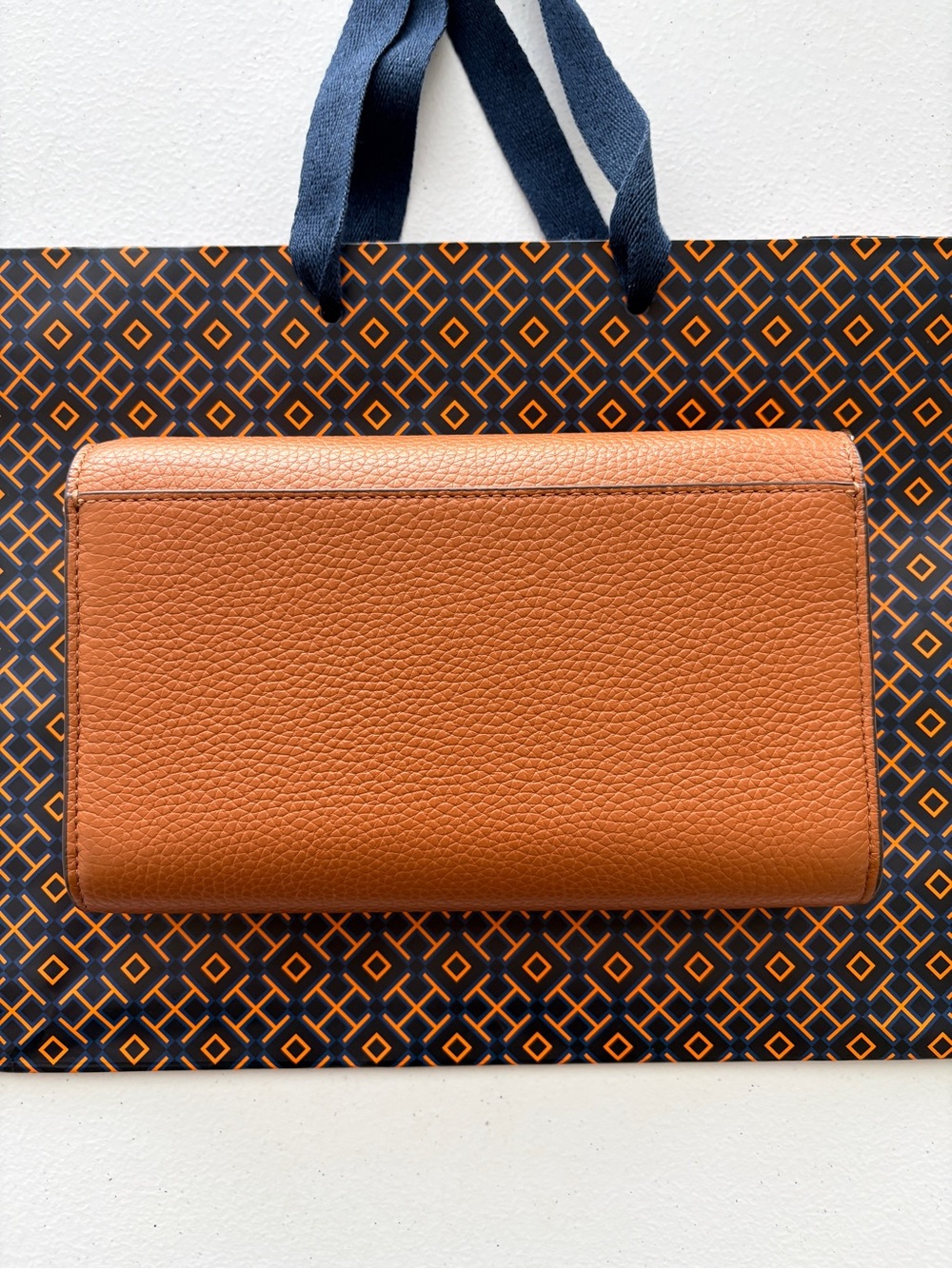 Tory Burch Cognac Brown Pebbled Leather Crossbody Wallet & Card Holder Set NWOT - Picture 8 of 10